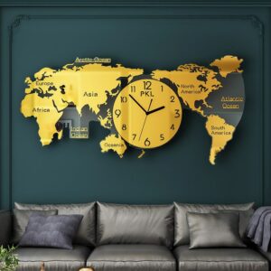 Đồng hồ treo tường bản đồ Thế Giới sang trọng