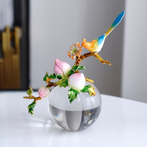 Chim Đậu Cành Đào Pha Lê
