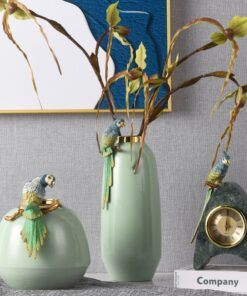 Bình Hoa Gốm Sứ Gắn Chim Vẹt