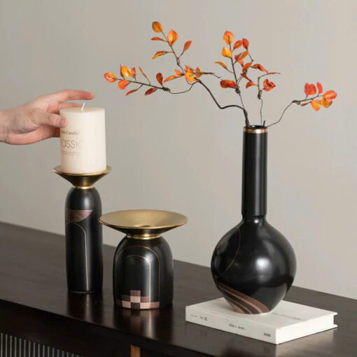Bộ Chân Nến và Bình Hoa Phong Cách Cổ Điển