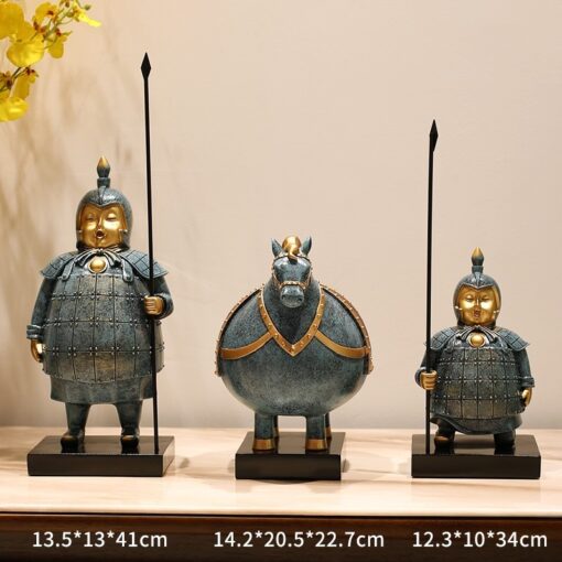 Bộ Tượng Lính Gác Và Chiến Mã