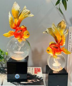Tượng Cá Vàng Pha Lê Kèm Đèn Led