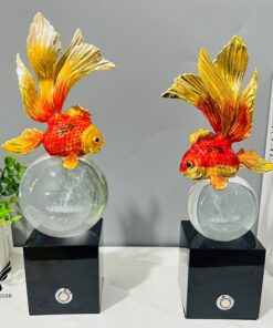 Tượng Cá Vàng Pha Lê Kèm Đèn Led