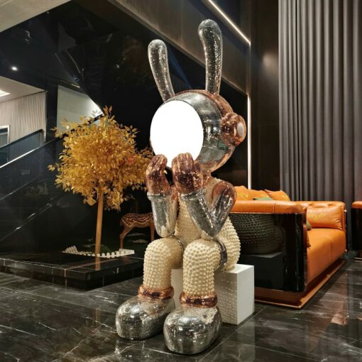 Tượng Thỏ Disco Bling Ánh Kim