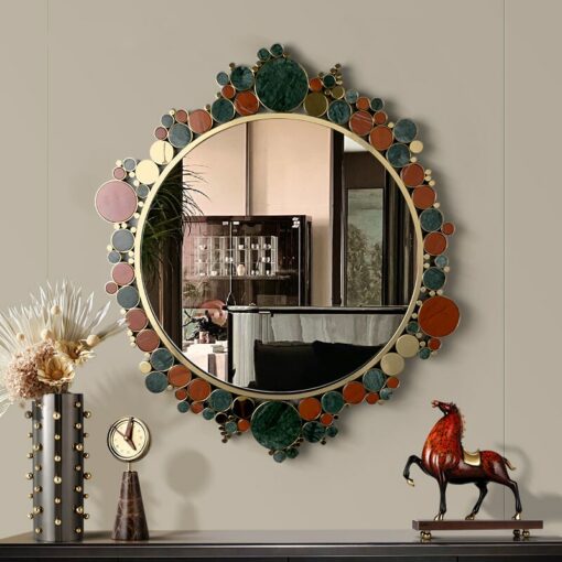 Gương Decor Gắn Đá Cẩm Thạch