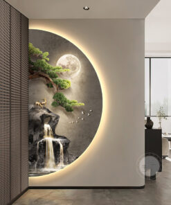 Tranh Mặt Trăng Sơn Thủy Khắc UV