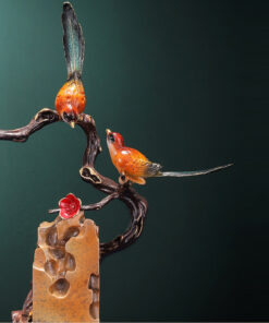 Tượng Chim Uyên Ương Đậu Cành Mai Đỏ