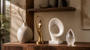 Đồ decor bằng gốm, đồng, composite và pha lê trong không gian nội thất