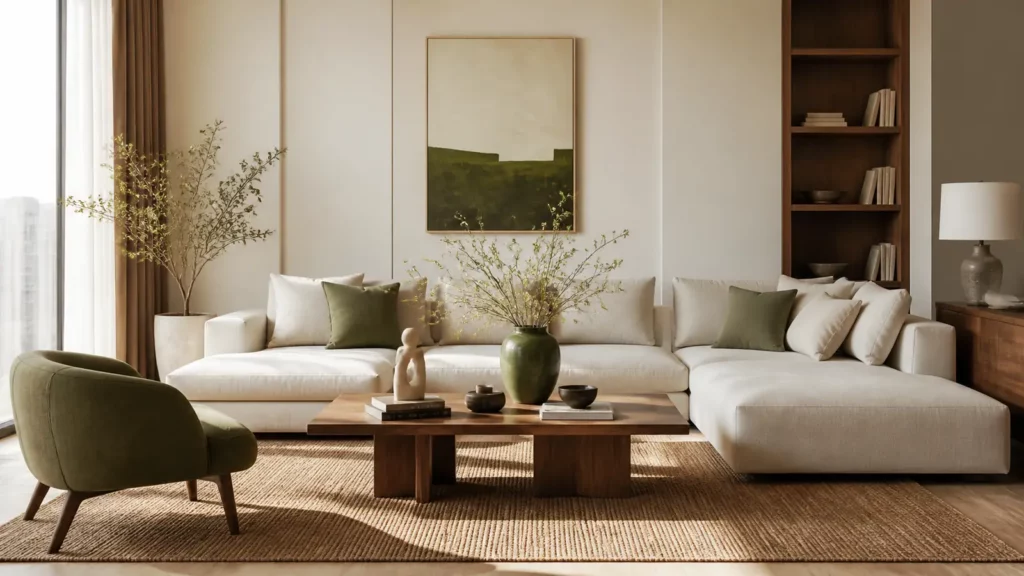 Phòng khách phối màu đồ decor theo quy tắc 60–30–10