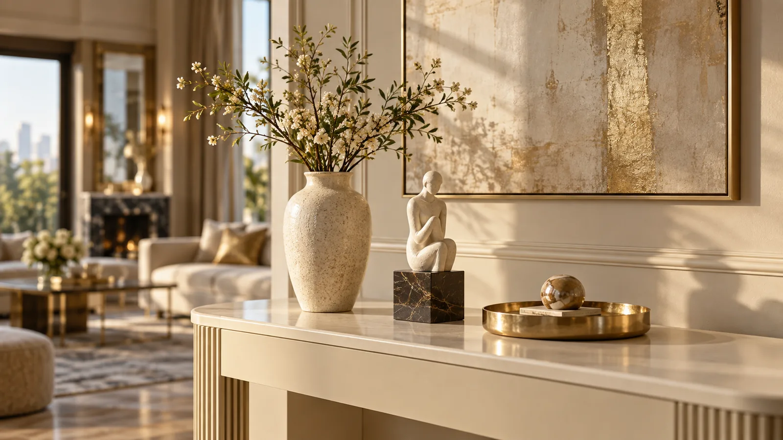Cách bố trí đồ decor trên bàn theo nhóm ba