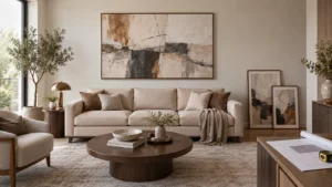 Cách chọn tranh treo tường cân đối với sofa và kích thước phòng