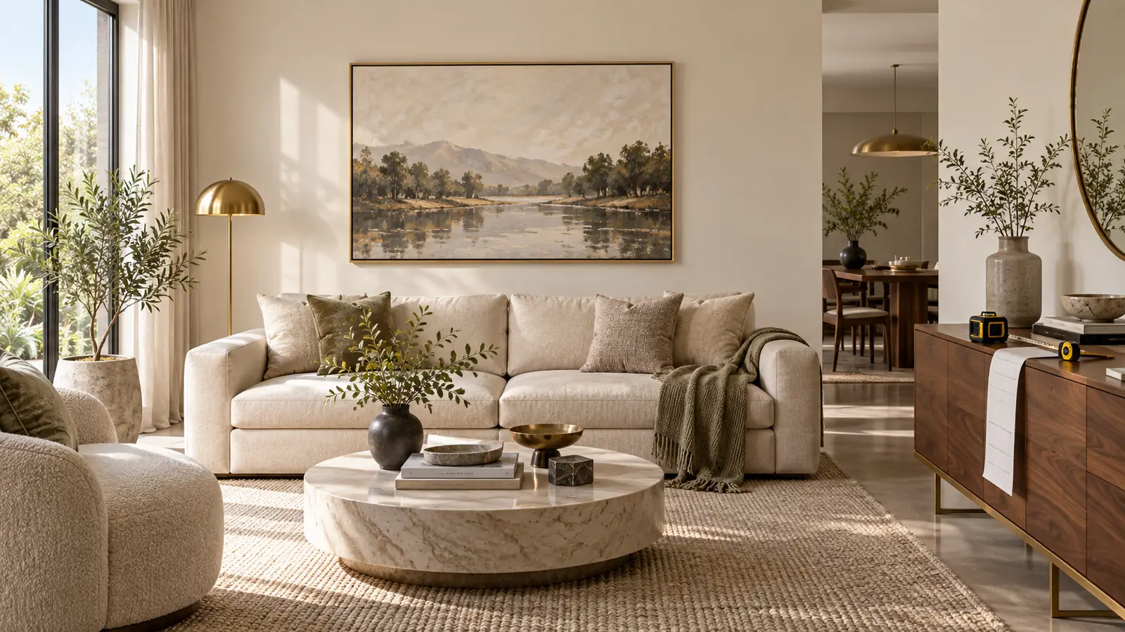 Cách treo tranh đúng chiều cao phía trên sofa phòng khách