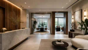 Văn phòng chuyên nghiệp với sảnh, phòng họp và đồ decor đồng bộ
