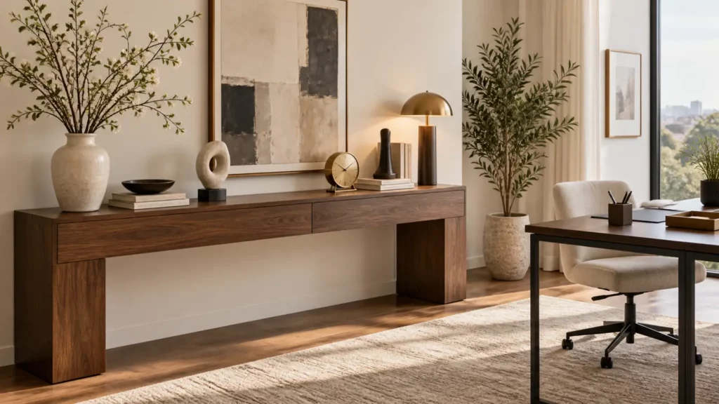Bình hoa tượng đồng hồ sách và đèn decor để bàn
