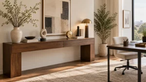 Bình hoa tượng đồng hồ sách và đèn decor để bàn
