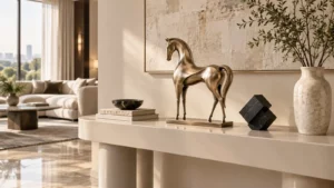 Tượng decor để bàn hình ngựa trên bàn console phòng khách