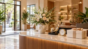 Quà khai trương gồm bình hoa, tượng decor và đồng hồ để bàn